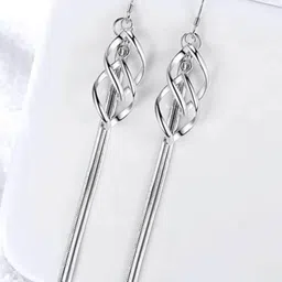 MYKI Silver-Plated Contemporary Drop Earrings-picture-12