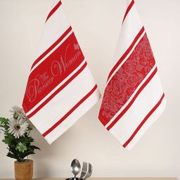 Jamio Firati 2-Pcs White & Red Printed Pure Cotton Kitchen Towels-11