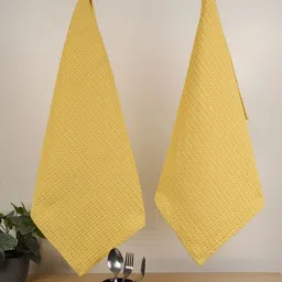 Jamio Firati 2-Pcs Yellow Self Design Pure Cotton Kitchen Towels-9