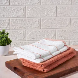 Living scapes by Pantaloons Rust & White 4 Pieces Textured KitchenTowels-58