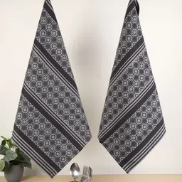 Jamio Firati 2-Pcs Black & Grey Printed Pure Cotton Kitchen Towels-24