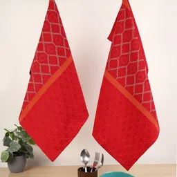 Jamio Firati 2-Pcs Red Printed Pure Cotton Kitchen Towels-25