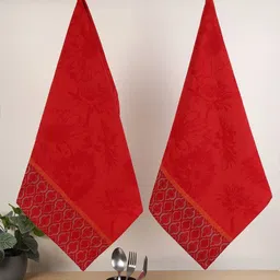 Jamio Firati 2-Pcs Red Printed Pure Cotton Kitchen Towels-24