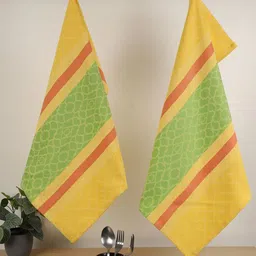Jamio Firati 2-Pcs Yellow & Green Printed Pure Cotton Kitchen Towels-picture-15