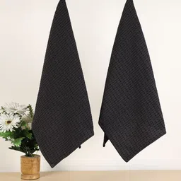Jamio Firati 2-Pcs Black Self Design Pure Cotton Kitchen Towels-6