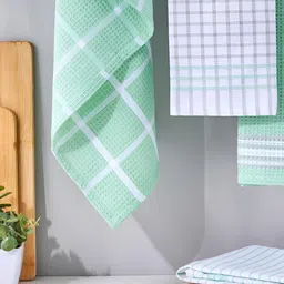 Home Centre Colour Refresh Green 4 Pcs Cotton Kitchen Towels-72