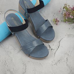 ICONICS Blue Solid Casual Wedge Heels-22