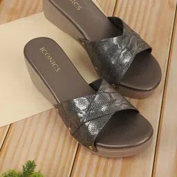 ICONICS Grey Wedge Sandals-48