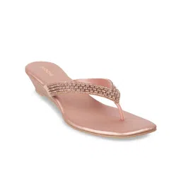 Mochi Pink Embellished Wedge Sandals-40