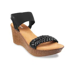 Mochi Women Black Wedge Sandals-image-82