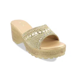 Mochi Embellished Open Toe Wedge Heels-10