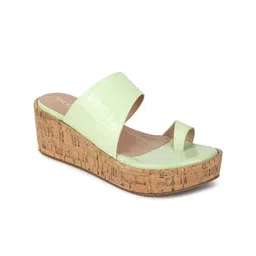 VALIOSAA Green Flatform Sandals 2 Inch Heels-56
