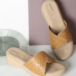 DressBerry Beige Embellished Open Toe Comfort Heels-41