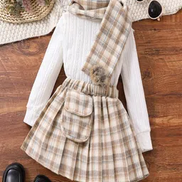 YK Girls Self Designed Long Sleeve Top Skirt & Dupatta Clothing Set-picture-17