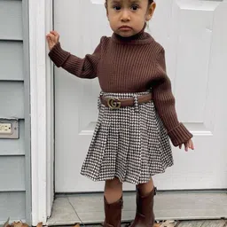 YK Ribbed Long Sleeve Top & Skirt Clothing Set-23