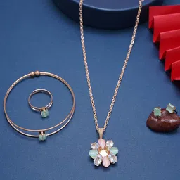 Ramdev Art Fashion Jwellery Set Of 4 American Diamond Studded Jewellery Set-6