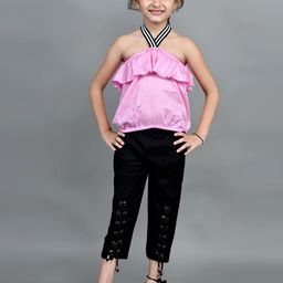 Ameeha Girls Sleeveless Top with Trousers-image-74