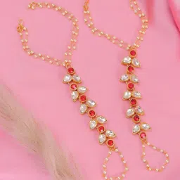 Crunchy Fashion Women Red & Gold-Toned Antique Gold-Plated Multistrand Bracelet-image-21