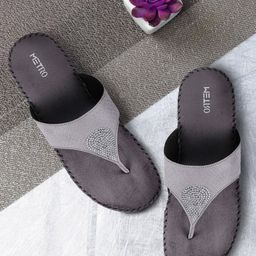 Metro Women Grey Embellished Heels-picture-24