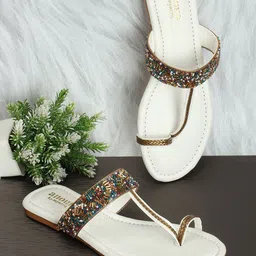 Anouk Embellished One Toe Flats-21