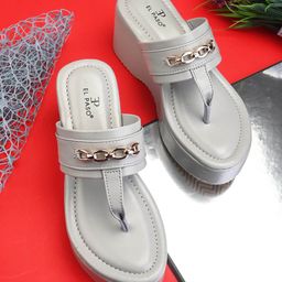 El Paso Buckle Detailed Leather Wedge Heels-51
