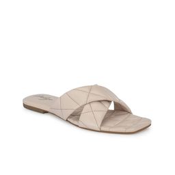 Delize Women Off White Quilted Open Toe Flats-picture-14