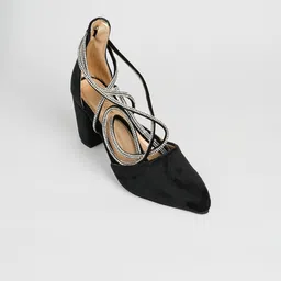 PURPLEHUNT Women Pointed Toe Block Heel Sandals-picture-4