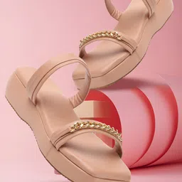 ICONICS Embellished Open Toe Flatform Heels-12