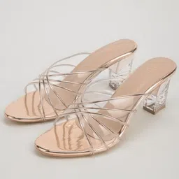 THE WHITE POLE Textured Open Toe Block Heels-30