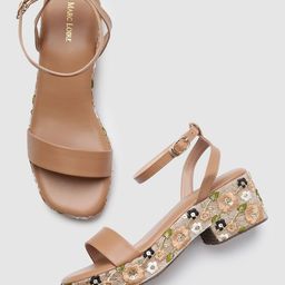 Marc Loire Tan PU Work Block Sandals-image-6