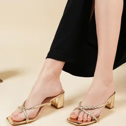 ZENVO Embellished Block Heels-34