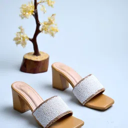 Shoetopia Embellished Party Block Heel Sandals-37