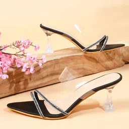 Try Me Embellished Open Toe Block Heels-15