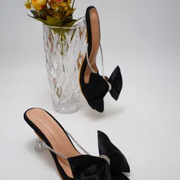 Try Me Embellished Bow Detail Suede Slim Heels-16