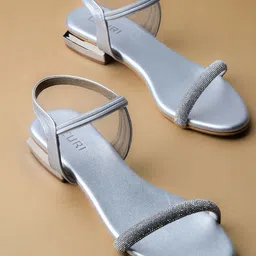 Ozuri Embellished Open Toe Backstraps Block Heels-13