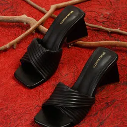 Bruno Manetti Black PU Block Sandals-53