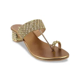 Metro Embellished Open One Toe Block Heels-69