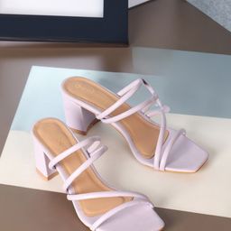 DressBerry Lavender Strappy Block Heels-28