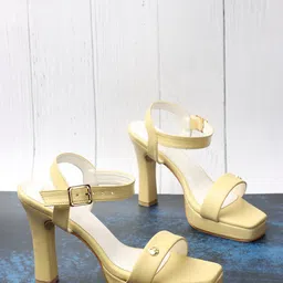 ELLE Open Toe Platform Heels With Buckles-6
