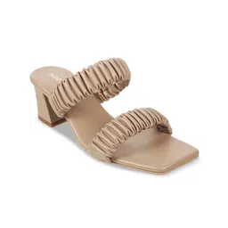 Mochi Beige Textured Regular Height Synthetic Block Sandals-22