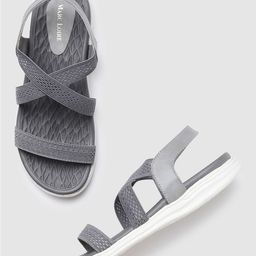 Marc Loire Grey Textured PU Flatform Sandals-image-20
