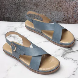 ICONICS Criss-Cross Strap Open Toe Flats-16
