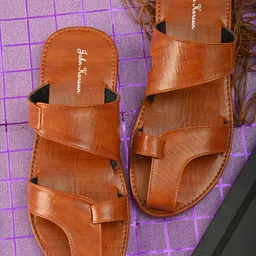 John Karsun Men Tan Brown Comfort Sandals-image-14