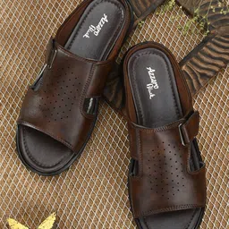 Azzaro Black Men Brown Solid Comfort Sandals-image-79