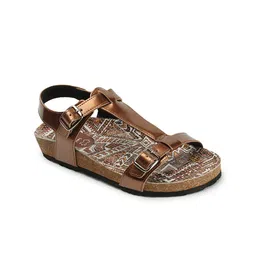 ELLE Printed Leather  Open Toe Flats With Backstrap-8