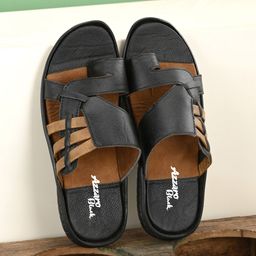 Azzaro Black Men Black & Brown Comfort Sandals-image-28