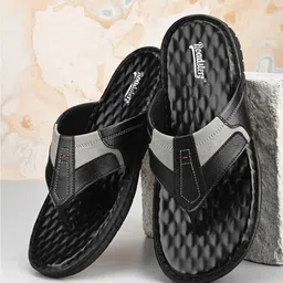 The Roadster Lifestyle Co. Black Textured Slip-On Comfort Sandals-picture-31