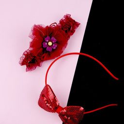 Krelin Girls Set of 2 Embellished Ribbon Bows Hairbands-37