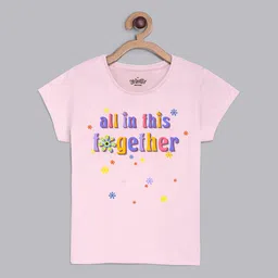 Kids Ville Girls Pink & Blue Printed Pure Cotton T-Shirt-image-28