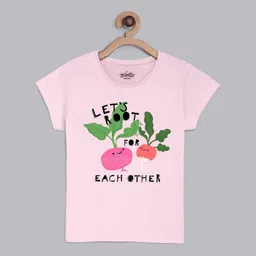 Kids Ville Girls Pink Printed Pure Cotton T-Shirt-image-9